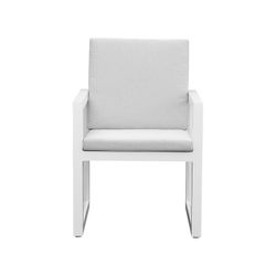 Aluminum and fabric garden armchair in white and light gray, 60 x 63 x 90 cm | Onyx