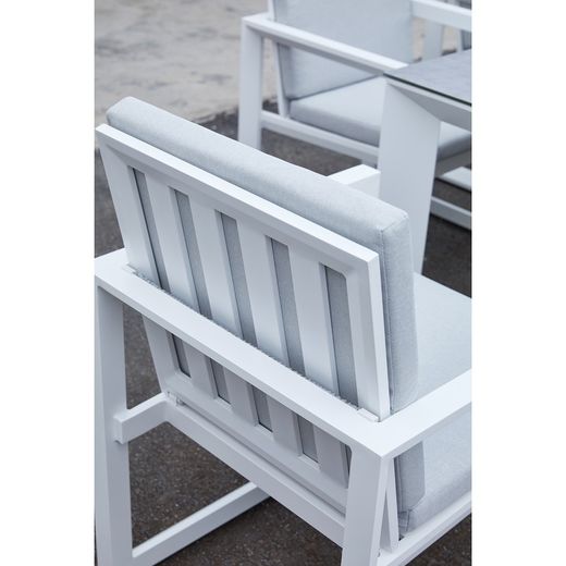 Garden dining set in white aluminum | Onyx