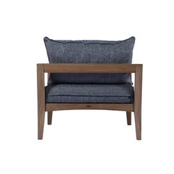 Poltrona da giardino in legno di teak e tessuto miele e grigio scuro, 87 x 89 x 88 cm | Roxas