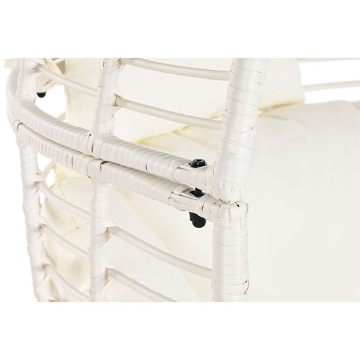 Garden armchair in synthetic rattan and metal in white, 90 x 65 x 151 cm | Sea Side