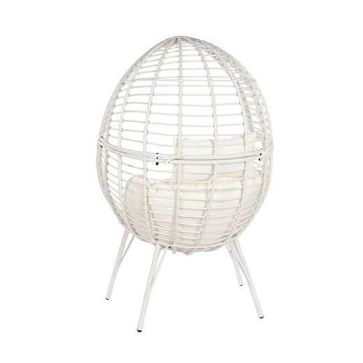 Garden armchair in synthetic rattan and metal in white, 90 x 65 x 151 cm | Sea Side