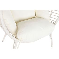 Garden armchair in synthetic rattan and metal in white, 90 x 65 x 151 cm | Sea Side