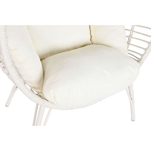 Garden armchair in synthetic rattan and metal in white, 90 x 65 x 151 cm | Sea Side