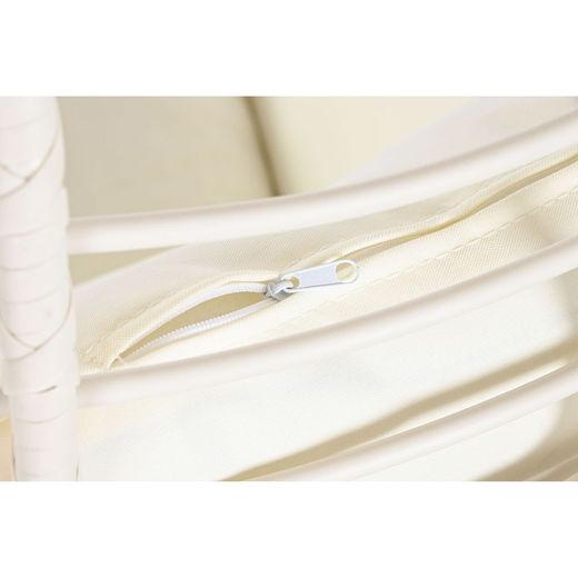 Garden armchair in synthetic rattan and metal in white, 90 x 65 x 151 cm | Sea Side