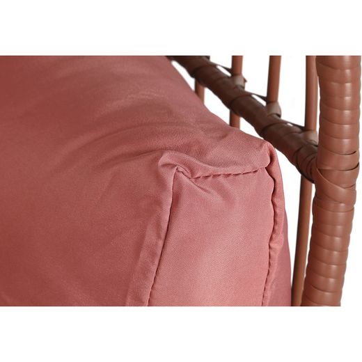 Synthetic rattan and metal garden armchair in terracotta and white, 99 x 71 x 147 cm | Sea Side