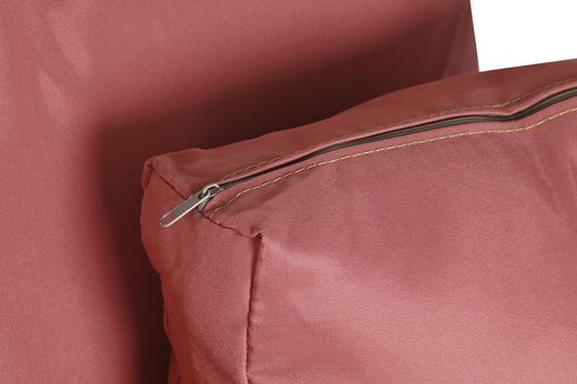 Synthetic rattan and metal garden armchair in terracotta and white, 99 x 71 x 147 cm | Sea Side