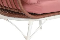 Synthetic rattan and metal garden armchair in terracotta and white, 99 x 71 x 147 cm | Sea Side