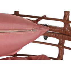 Synthetic rattan and metal garden armchair in terracotta and pink, 90 x 65 x 151 cm | Sea Side