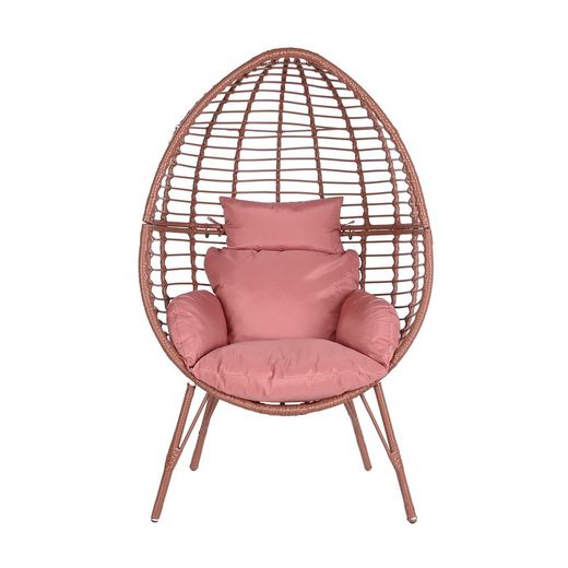 Synthetic rattan and metal garden armchair in terracotta and pink, 90 x 65 x 151 cm | Sea Side