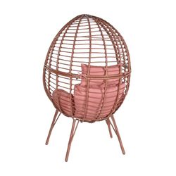 Synthetic rattan and metal garden armchair in terracotta and pink, 90 x 65 x 151 cm | Sea Side