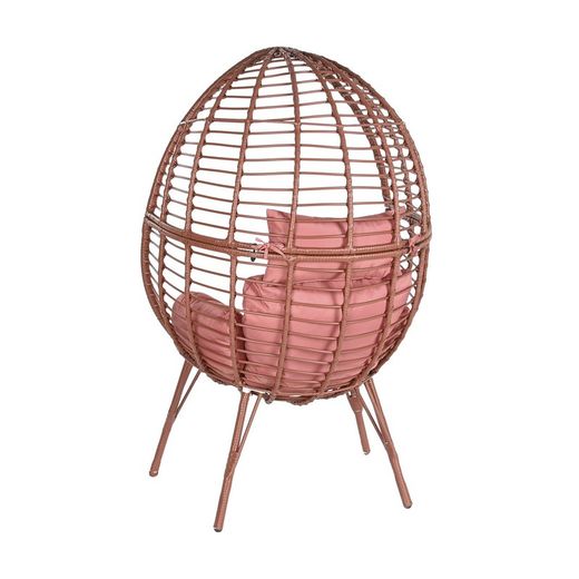 Synthetic rattan and metal garden armchair in terracotta and pink, 90 x 65 x 151 cm | Sea Side