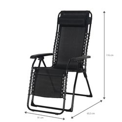 Garden Armchair Relax Steel 65.5x91x116 cm Black with Cushion