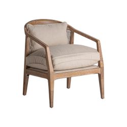Sillón de lino y madera de fresno en beige, 65 x 74 x 79 cm | Gistel