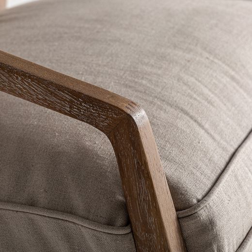 Sillón de lino y madera de fresno en beige, 65 x 74 x 79 cm | Gistel