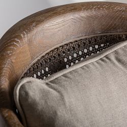 Sillón de lino y madera de fresno en beige, 65 x 74 x 79 cm | Gistel