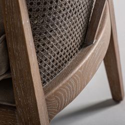 Sillón de lino y madera de fresno en beige, 65 x 74 x 79 cm | Gistel