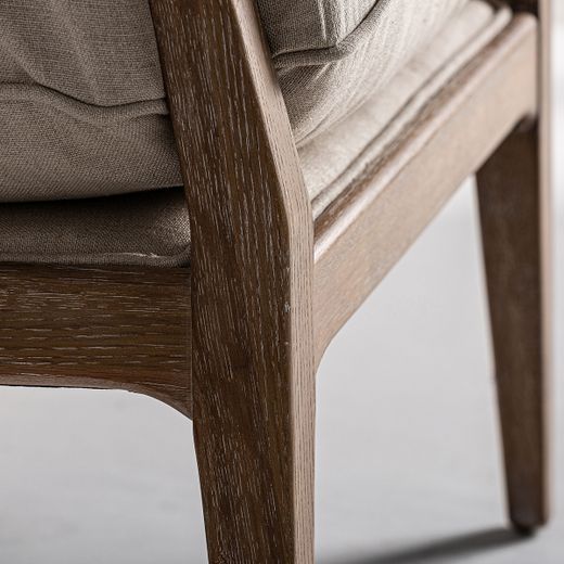 Sillón de lino y madera de fresno en beige, 65 x 74 x 79 cm | Gistel