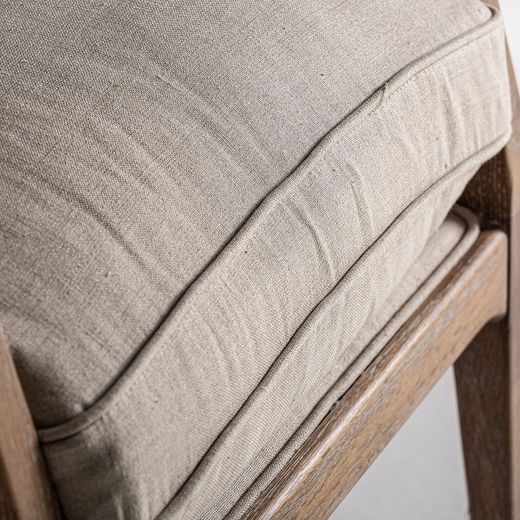 Sillón de lino y madera de fresno en beige, 65 x 74 x 79 cm | Gistel