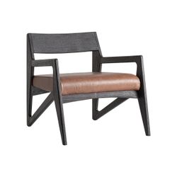 Sillón de madera de acacia y cuero en marrón, 70 x 77 x 72 cm | Beslon