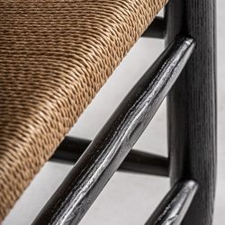 Fauteuil en bois d'hévéa et corde noir et naturel, 66 x 74 x 73 cm | Dalvik