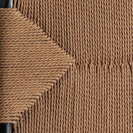 Fauteuil en bois d'hévéa et corde noir et naturel, 66 x 74 x 73 cm | Dalvik