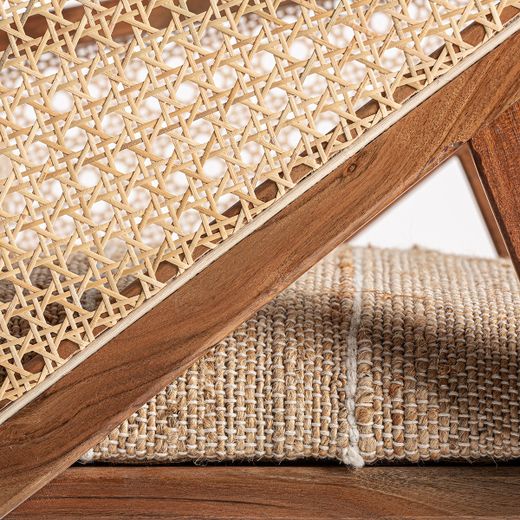 Sillón de madera de mango y tejido de algodón en marrón, 61 x 82 x 73 cm | Hickory