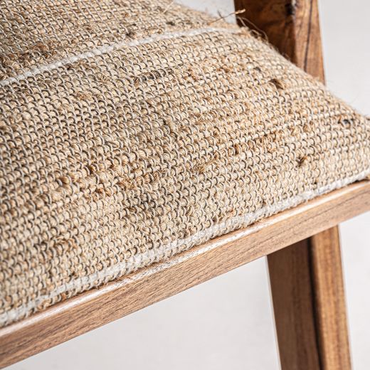Sillón de madera de mango y tejido de algodón en marrón, 61 x 82 x 73 cm | Hickory