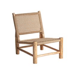Sillón de madera de teka y cáñamo en marrón, 60 x 78 x 82 cm | Mouzaki