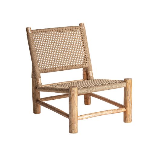 Sillón de madera de teka y cáñamo en marrón, 60 x 78 x 82 cm | Mouzaki