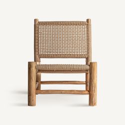Sillón de madera de teka y cáñamo en marrón, 60 x 78 x 82 cm | Mouzaki