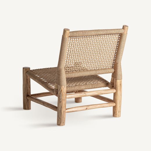 Sillón de madera de teka y cáñamo en marrón, 60 x 78 x 82 cm | Mouzaki