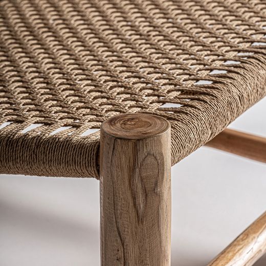 Sillón de madera de teka y cáñamo en marrón, 60 x 78 x 82 cm | Mouzaki