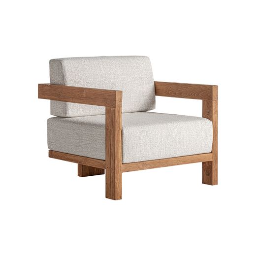Sillón de madera de teka y polipropileno reciclado en beige, 85 x 85 x 80 cm | Testa