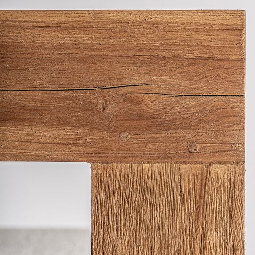 Sillón de madera de teka y polipropileno reciclado en beige, 85 x 85 x 80 cm | Testa