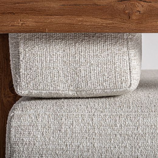 Sillón de madera de teka y polipropileno reciclado en beige, 85 x 85 x 80 cm | Testa