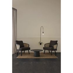 Fåtölj i trä, tyg och svart/naturrotting, 80 x 75 x 86 cm