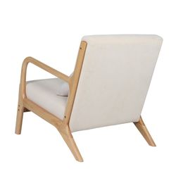 Armchair in microfiber and cream/natural wood, 65 x 83 x 72 cm | tokyo