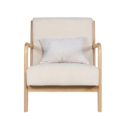 Armchair in microfiber and cream/natural wood, 65 x 83 x 72 cm | tokyo