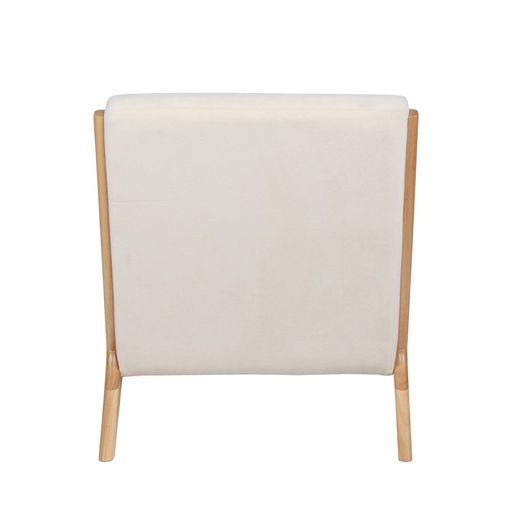 Armchair in microfiber and cream/natural wood, 65 x 83 x 72 cm | tokyo