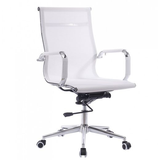 Sillón de oficina de malla en blanco, 54,5 x 65 x 95-105 cm | Igor