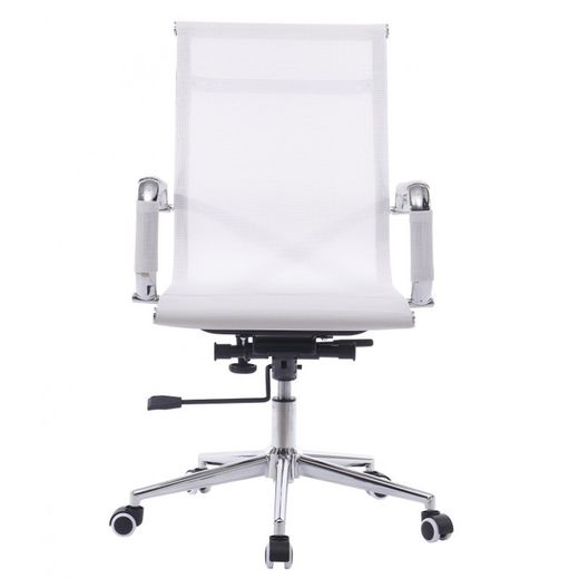 Sillón de oficina de malla en blanco, 54,5 x 65 x 95-105 cm | Igor
