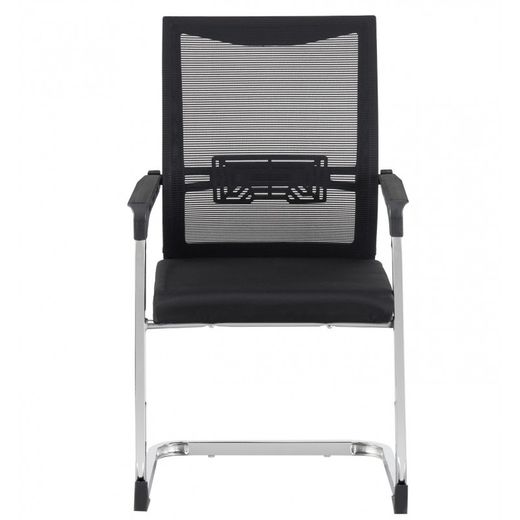 Sillón de oficina de malla y metal en color negro, 55 x 50 x 95 cm | Flers