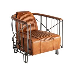 Brun läderfåtölj, 71 x 76 x 73 cm | Chaize