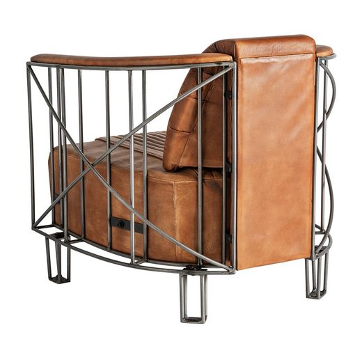 Brun läderfåtölj, 71 x 76 x 73 cm | Chaize