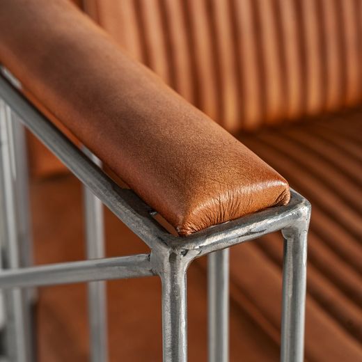 Brun läderfåtölj, 71 x 76 x 73 cm | Chaize