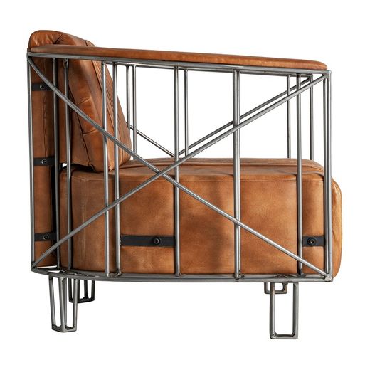 Brun läderfåtölj, 71 x 76 x 73 cm | Chaize