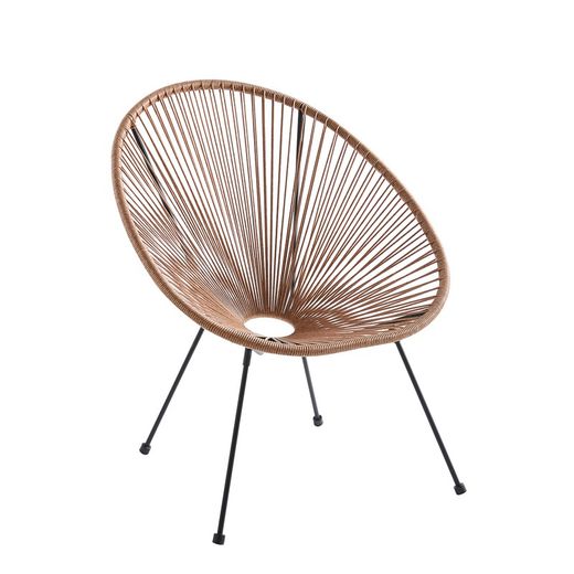 Ensemble table et fauteuils de terrasse en polyéthylène et métal marron | Acapulco