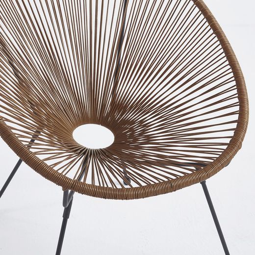 Ensemble table et fauteuils de terrasse en polyéthylène et métal marron | Acapulco