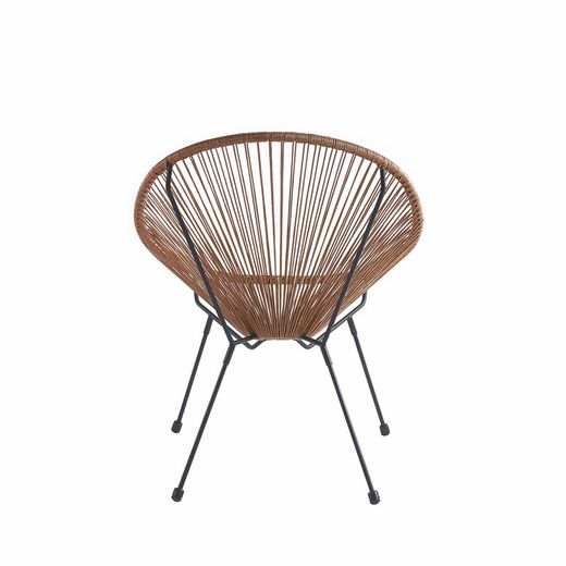 Ensemble table et fauteuils de terrasse en polyéthylène et métal marron | Acapulco