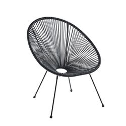 Ensemble table et fauteuil de terrasse en polyéthylène et métal noir | Acapulco